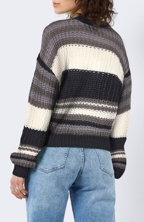 Shop Noisy May Charlie Chunky Crewneck Sweater In Obsidian Stripes Hig