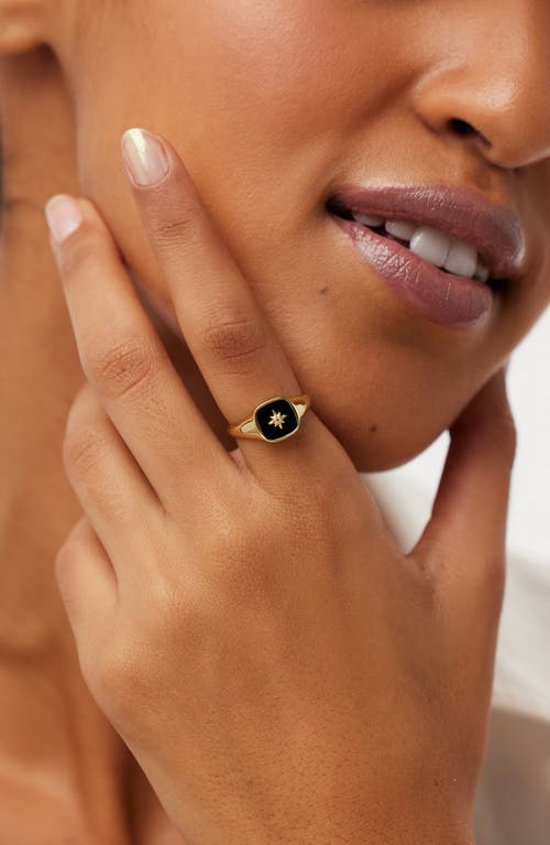 Ana Luisa Gold Signet Ring In Black/gold
