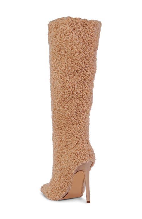 Shop Azalea Wang Paityn Faux Shearling Knee High Boot In Brown