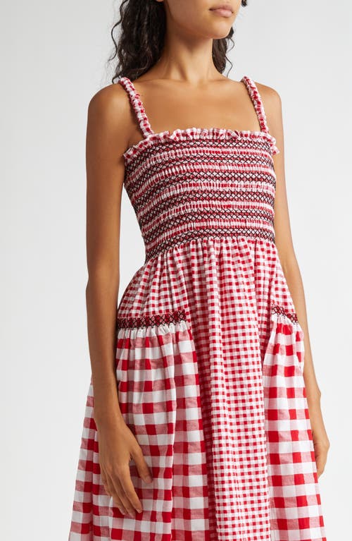 Shop Molly Goddard Jacob Smocked Gingham Sundress In Red