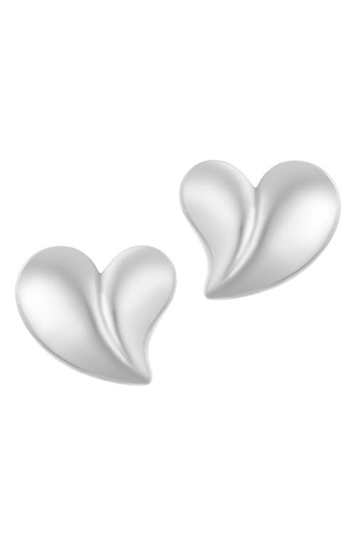Adornia Tarnish Resistant Silver Plated Oversized Puffy Heart Earrings In Silver