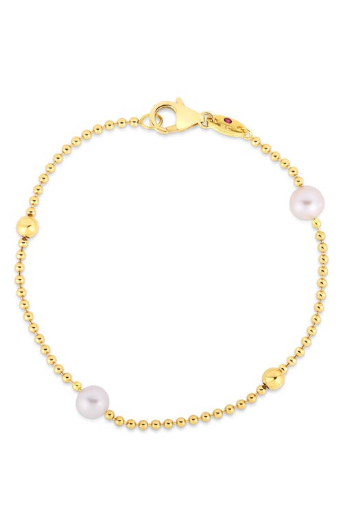 Roberto Coin Cultured Pearl & Bead Necklace in Yellow Gold at Nordstrom, Size 7