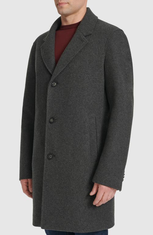 Cole Haan Regular Fit Stretch Wool Coat In Charcoal