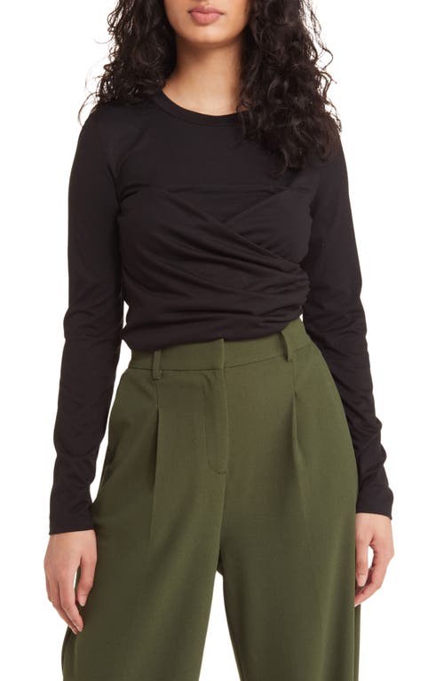 VERO MODA Nelly Ruched Knit Top in Black