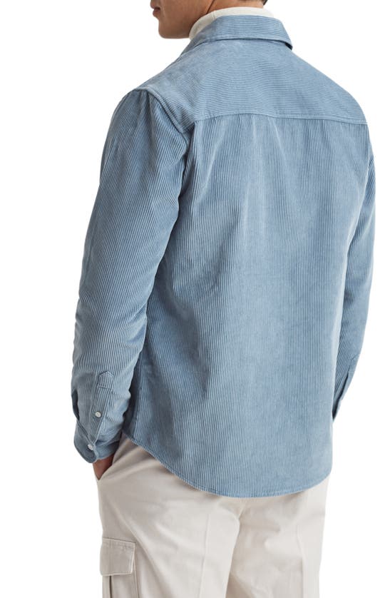 Shop Reiss Bonucci Organic Cotton Corduroy Button-up Shirt In Ashley Blue