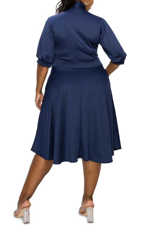 L I V D Carina Donna Fit & Flare Midi Dress In Navy