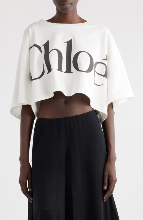 Shop Chloé Oversize Crop Graphic T-shirt In White