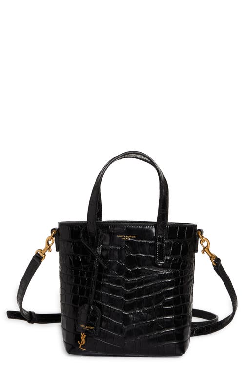 Saint Laurent Toy Micro Croc-Embossed Shopping Tote Bag