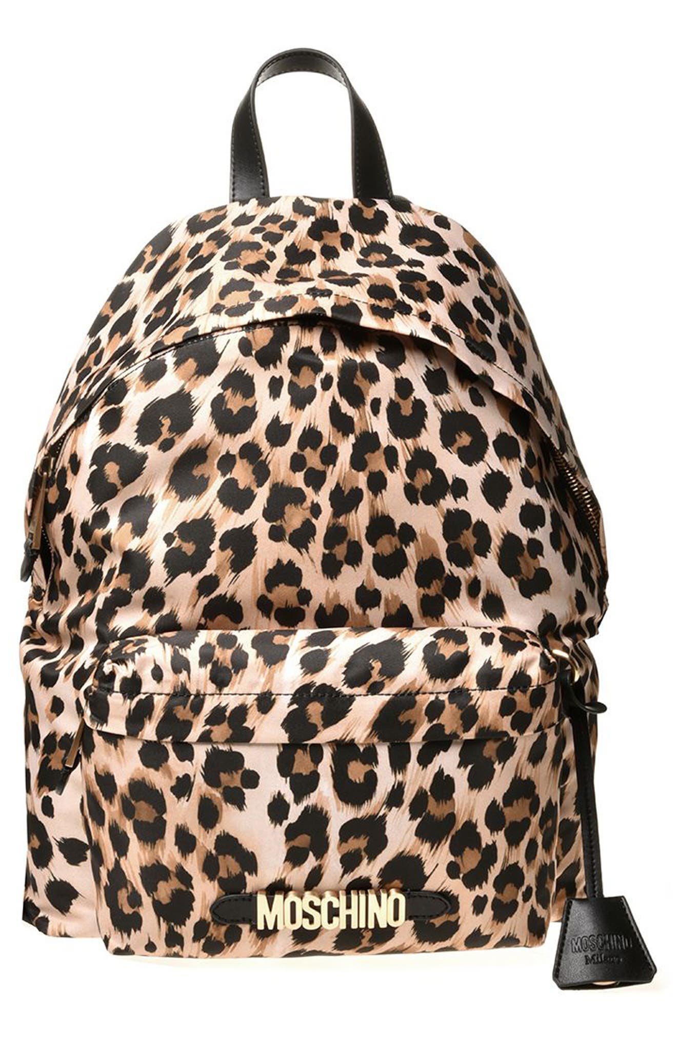 metriek Stoel Refrein Moschino Leopard Print Backpack - Beige | Smart Closet