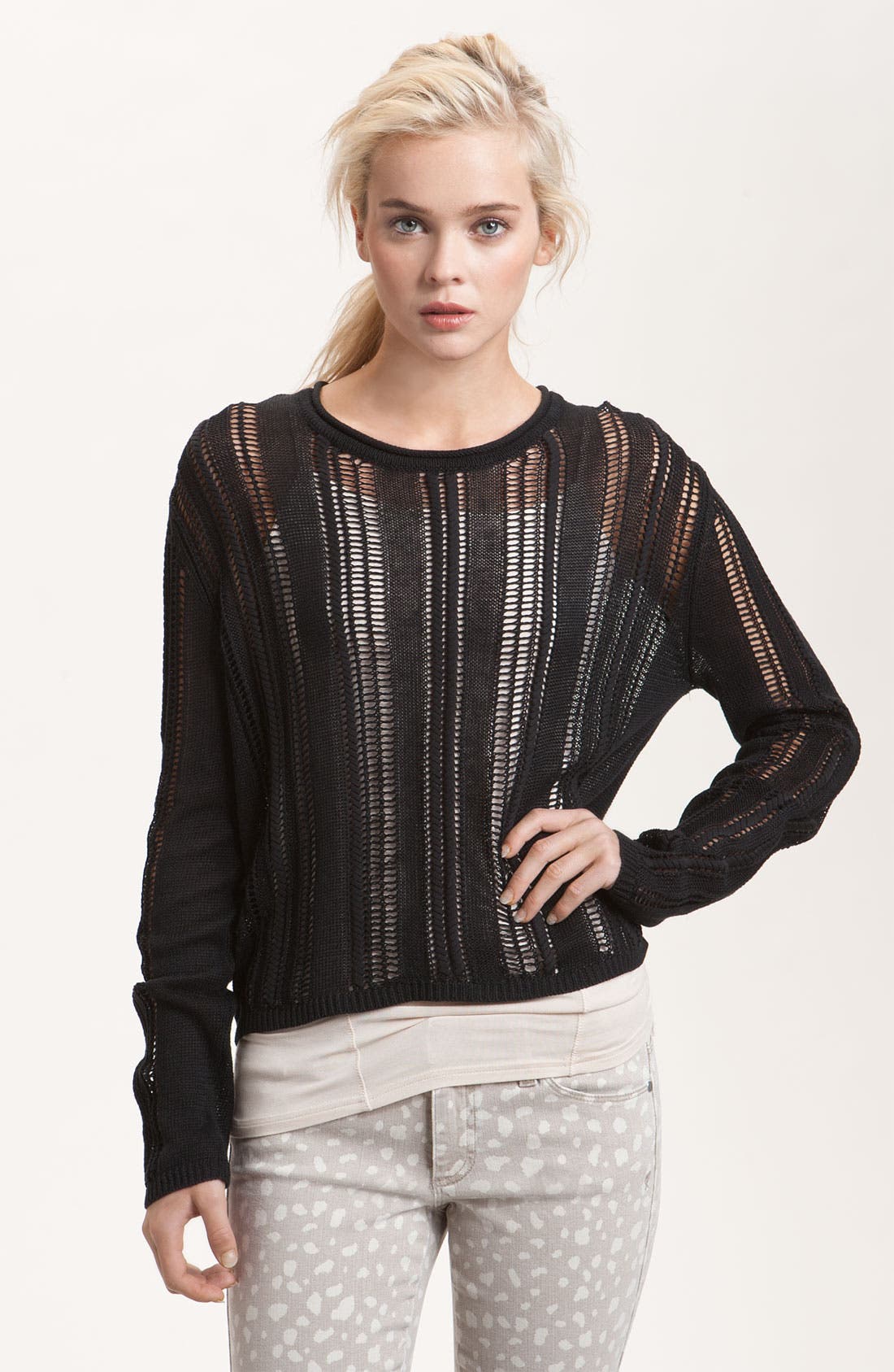 Edun Ladder Stitch Striped Slouchy Linen Sweater Nordstrom