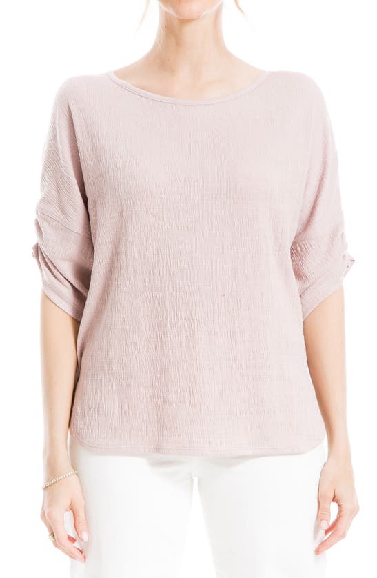 Max Studio Cinched Sleeve Textured T-shirt In Mauve