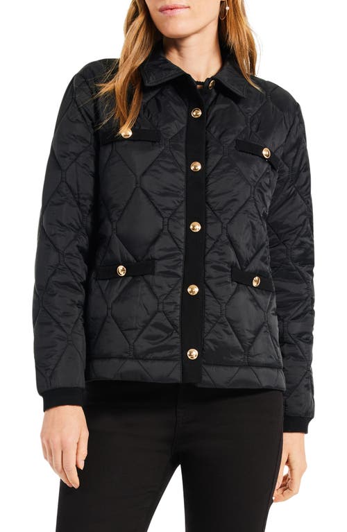 NIC+ZOE Onion Quilted Mixed Media Puffer Jacket in Black Onyx