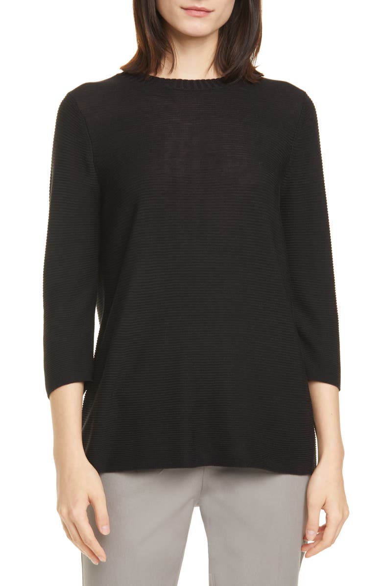 Eileen Fisher Horizontal Ribbed Crewneck Sweater | Nordstrom