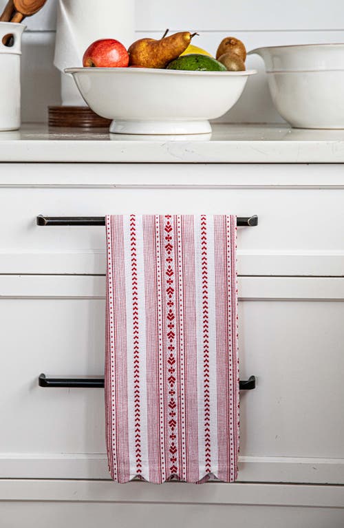 Juliska Villa Stripe Kitchen Towel Set Of 2 In Ruby