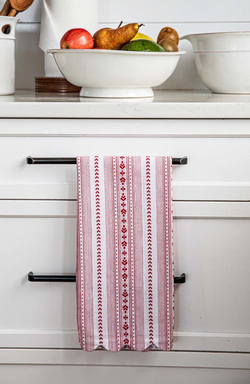 Shop Juliska Villa Stripe Set Of 2 Kitchen Towels In Ruby