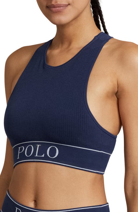 Blue sports bra with logo print brand POLO RALPH LAUREN
