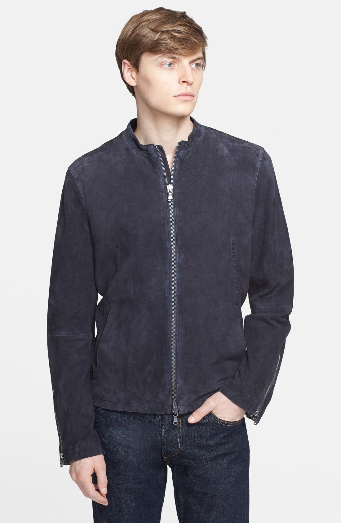 John Varvatos Star USA Suede Café Racer Jacket Nordstrom