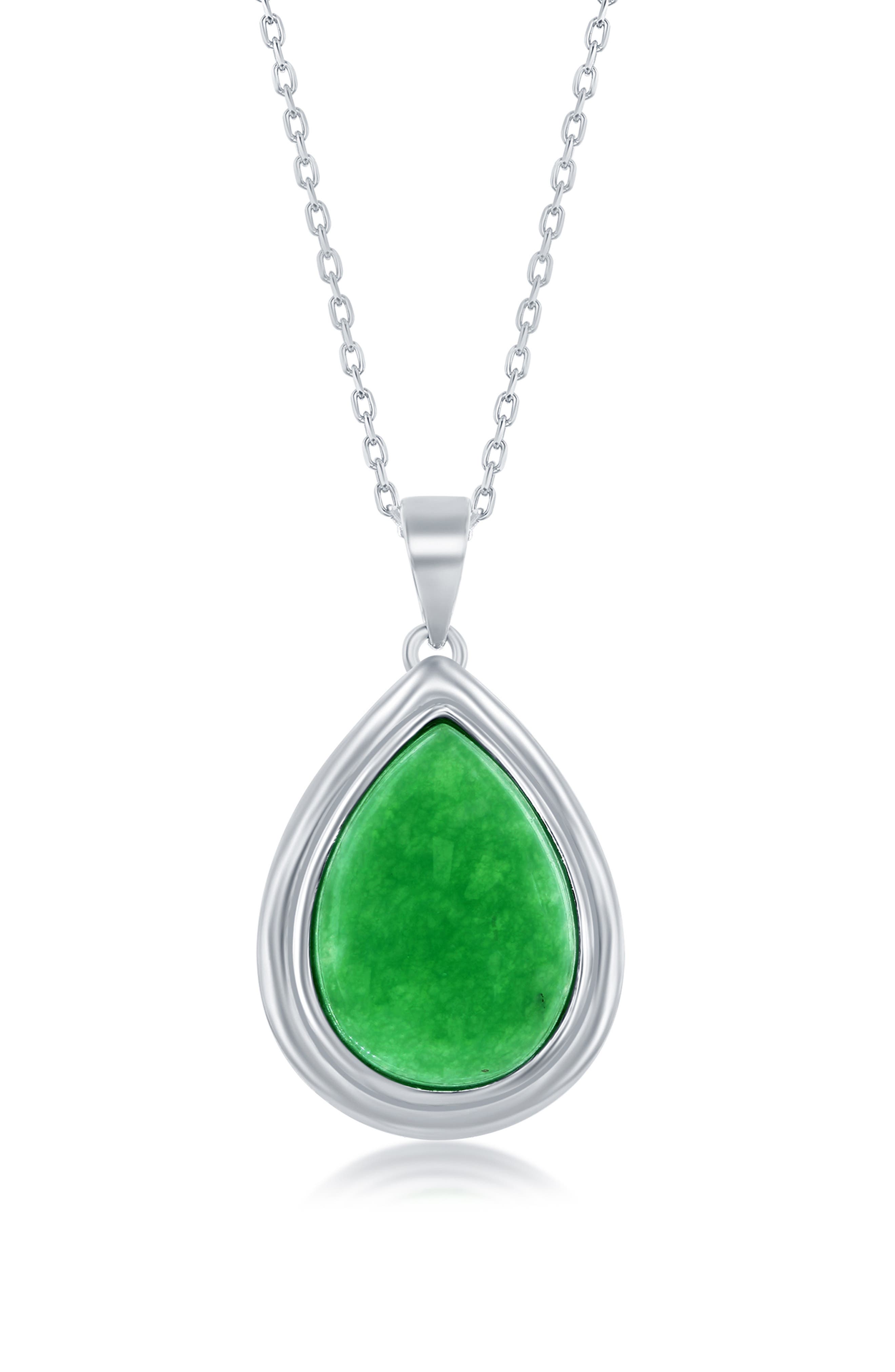 SIMONA Sterling Silver PearShaped Jade Pendant Necklace Nordstromrack