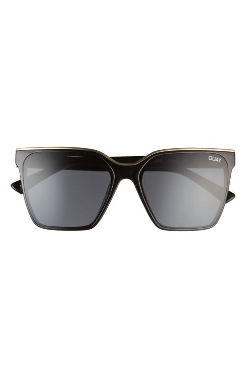 Quay Australia Level Up 56mm Polarized Square Sunglasses In Black Gold/smoke Polarized