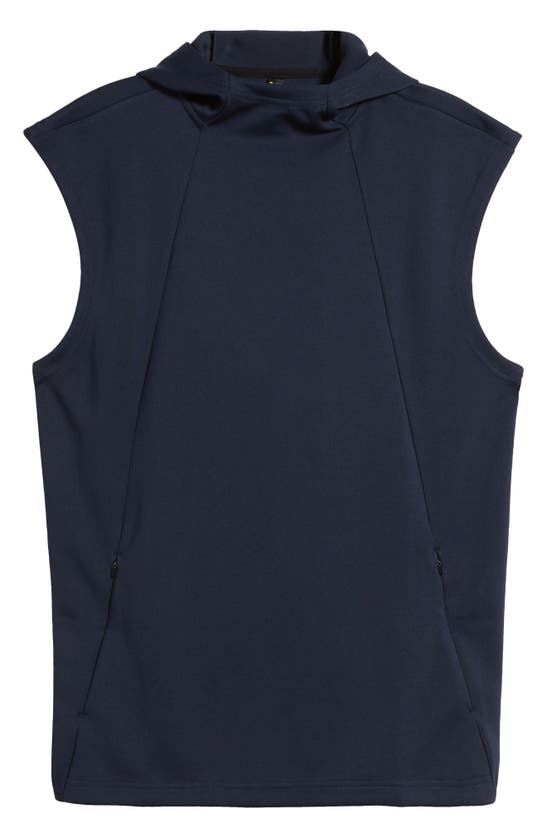 Shop Zella Arch Sleeveless Hoodie In Navy Eclipse