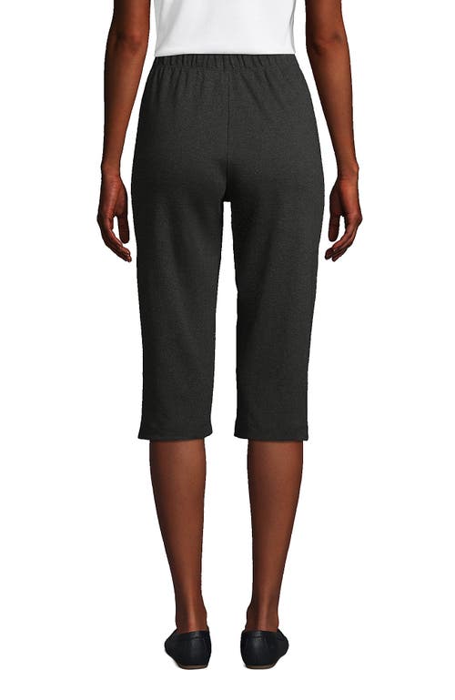 Shop Lands' End Tall Sport Knit Elastic Waist Pull On Capri Pants In Dark Charcoal Heather