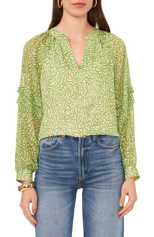 Vince Camuto Abstract Floral Top In Salted Lime