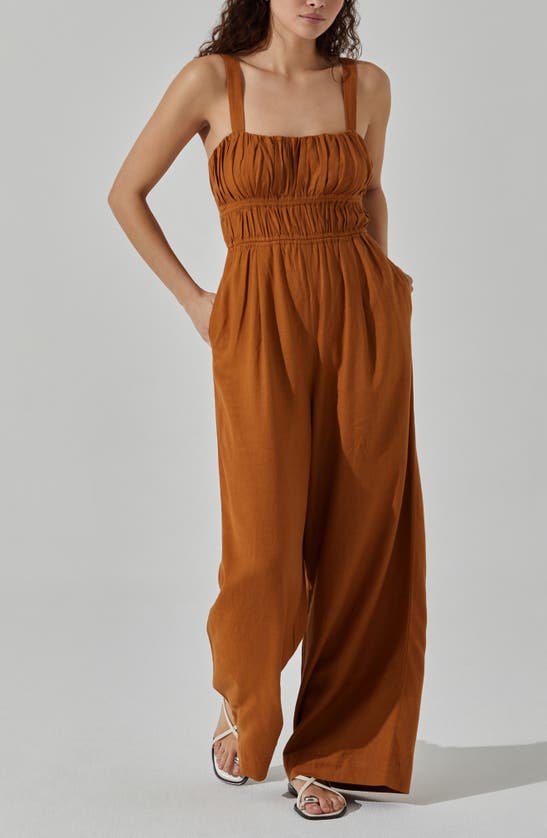 Astr Wide Leg Jumpsuit In Mocha