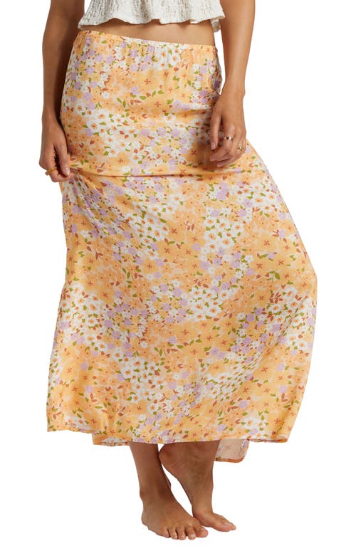 Shop Billabong Moment Floral Crepe Maxi Skirt In Peach Whip