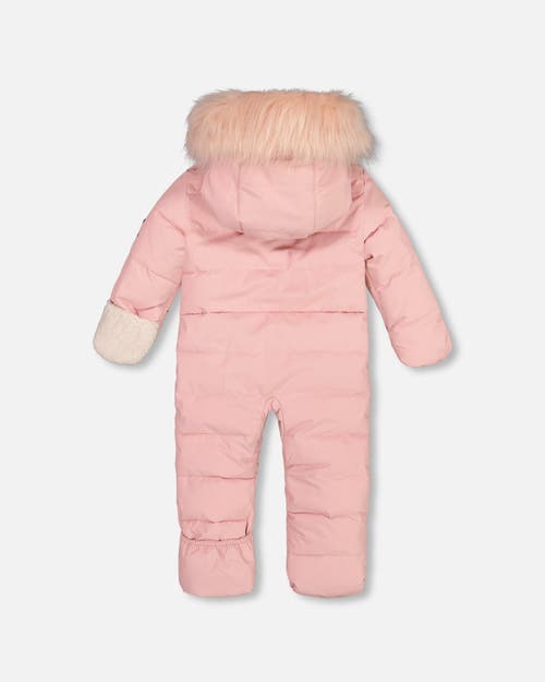 Shop Deux Par Deux Baby Girl's One Piece Baby Hooded Snowsuit Pink Designed For Car Seat In Bridal Rose