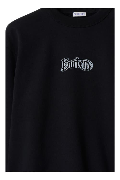 Burberry Black Logo Cotton Blend Sweatshirt In Coal