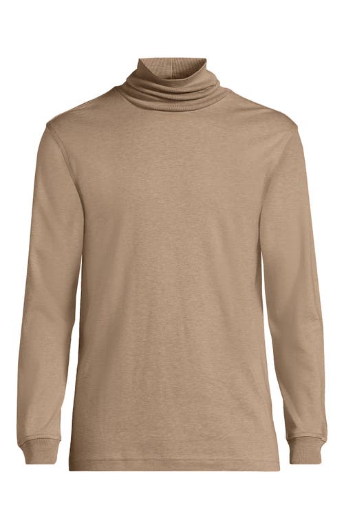 Shop Lands' End Cotton Supima Turtleneck In Warm Taupe Heather