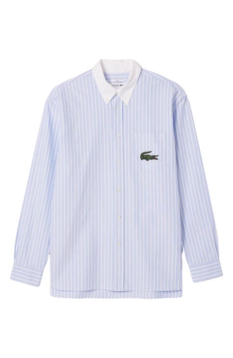 Stripe Relaxed Fit Pinpoint Button-Down Shirt