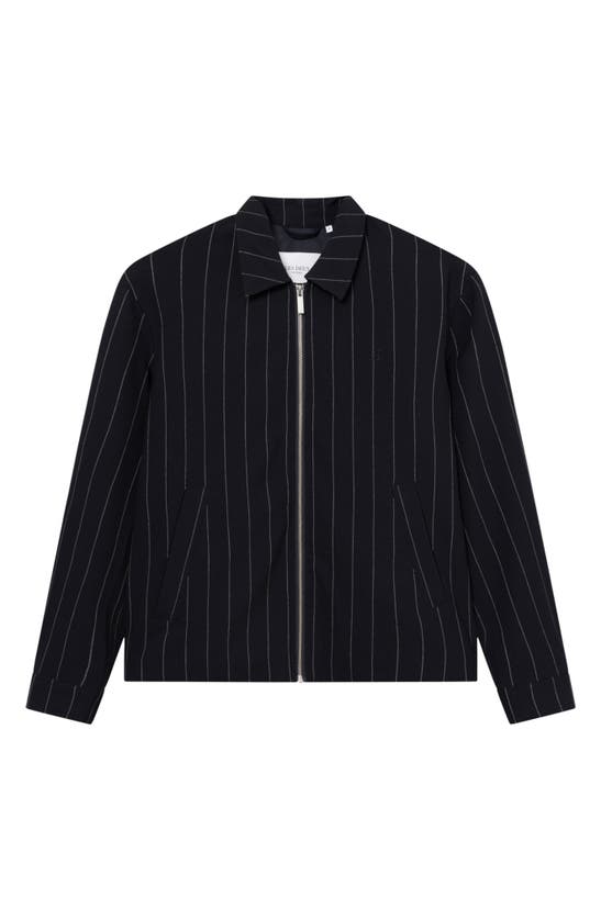 Shop Les Deux Como Stripe Coach's Jacket In Dark Navy/ Ivory