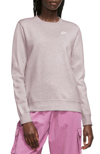 Nike Sportswear Club Fleece Crewneck Sweatshirt In Platinum Violet/white