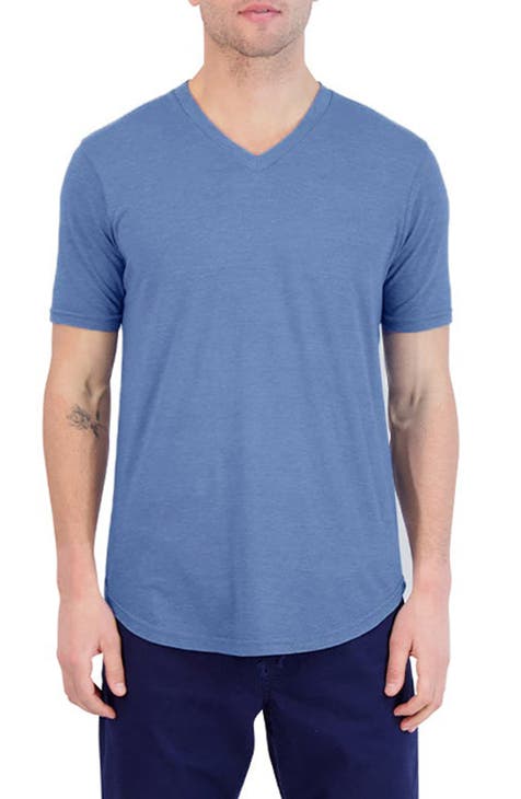 Men's Blue V-Neck Shirts
