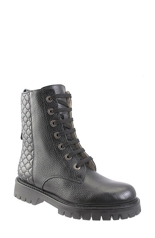 Ron White Fearn Stud Quilted Combat Boot in Onyx