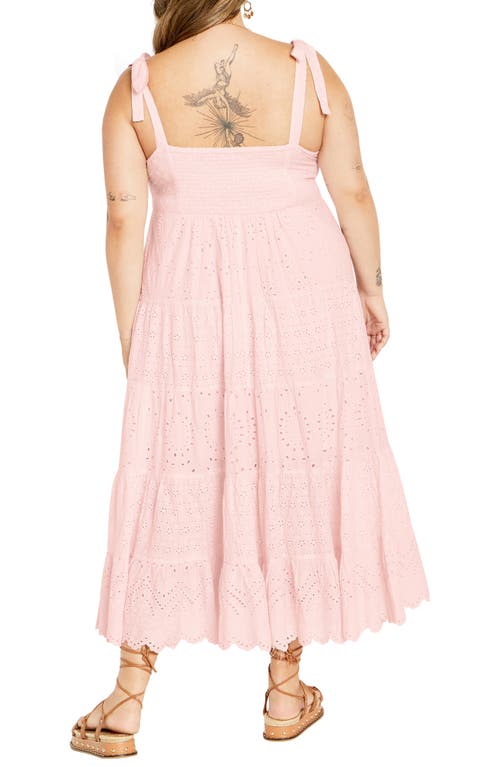 Shop City Chic Allegra Eyelet Embroidered Maxi Dress In Soft Pink