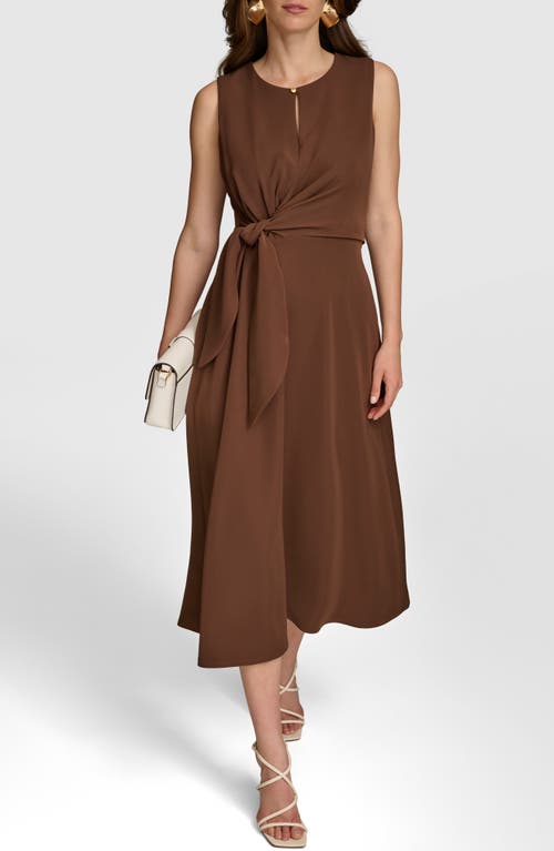 Shop Donna Karan New York Side Tie Sleeveless Dress In Canyon