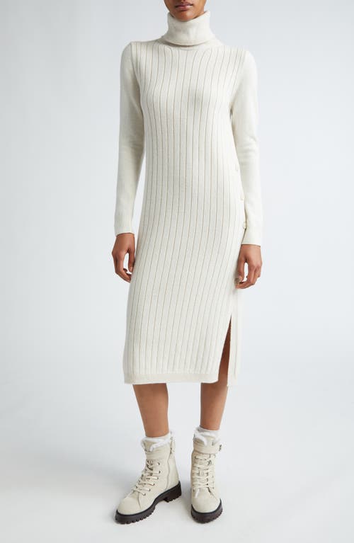 Shop Eleventy Long Sleeve Virgin Wool & Cashmere Turtleneck Sweater Dress In Sand