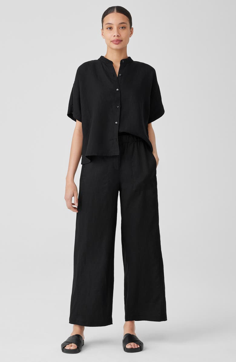 Eileen Fisher Wide Leg Organic Linen Ankle Pants | Nordstrom