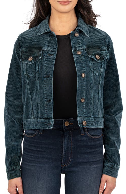 Kut From The Kloth Julie Corduroy Crop Jacket In Marine