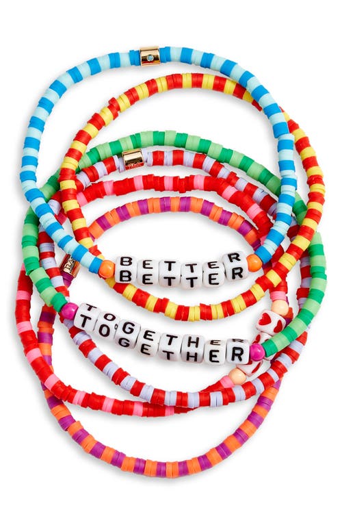 ROXANNE ASSOULIN Technicolor Camp Set of 6 Beaded Bracelets in Red Multi at Nordstrom