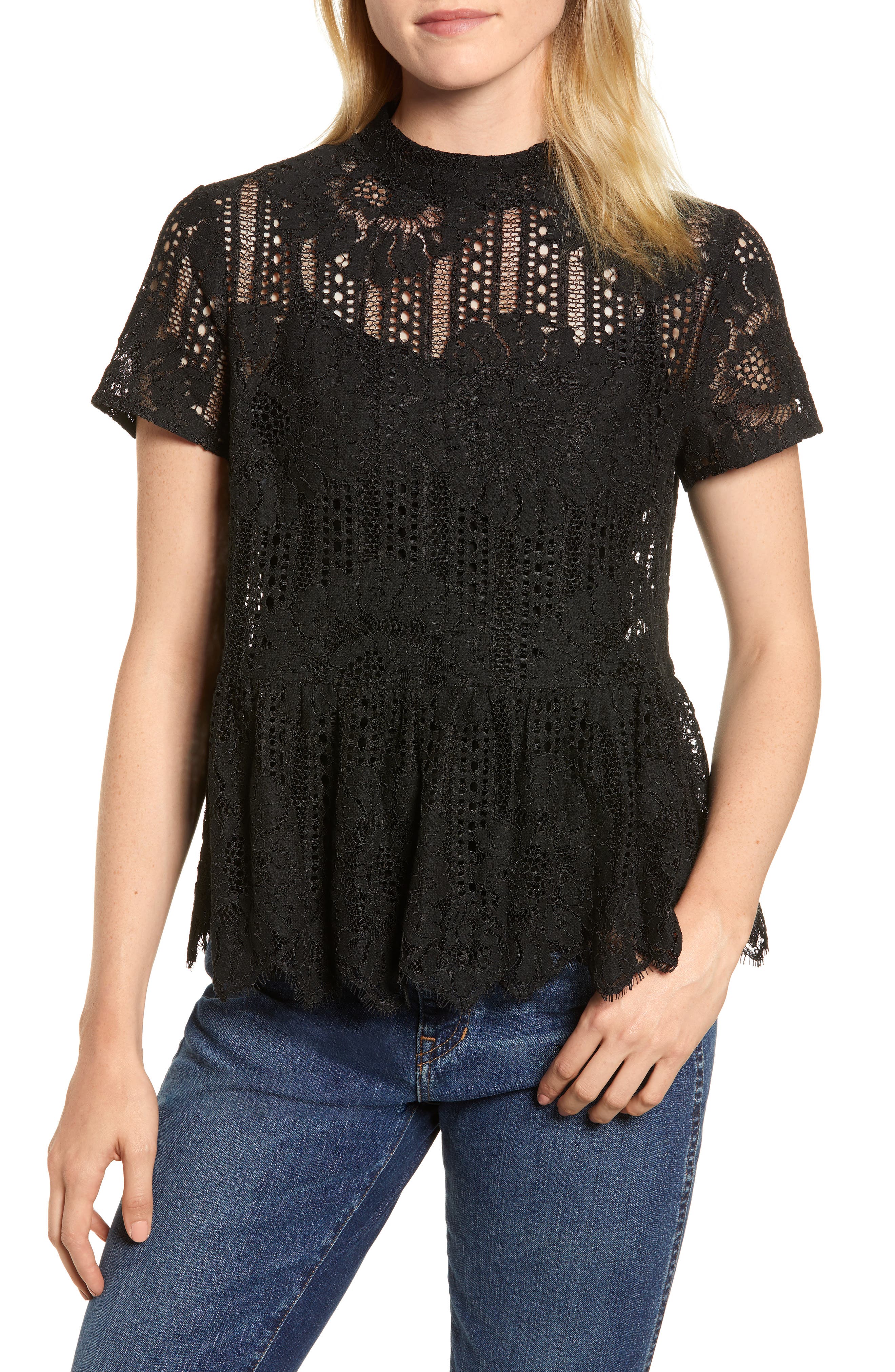 Everleigh Short Sleeve Lace Top (Regular & Petite) Nordstrom