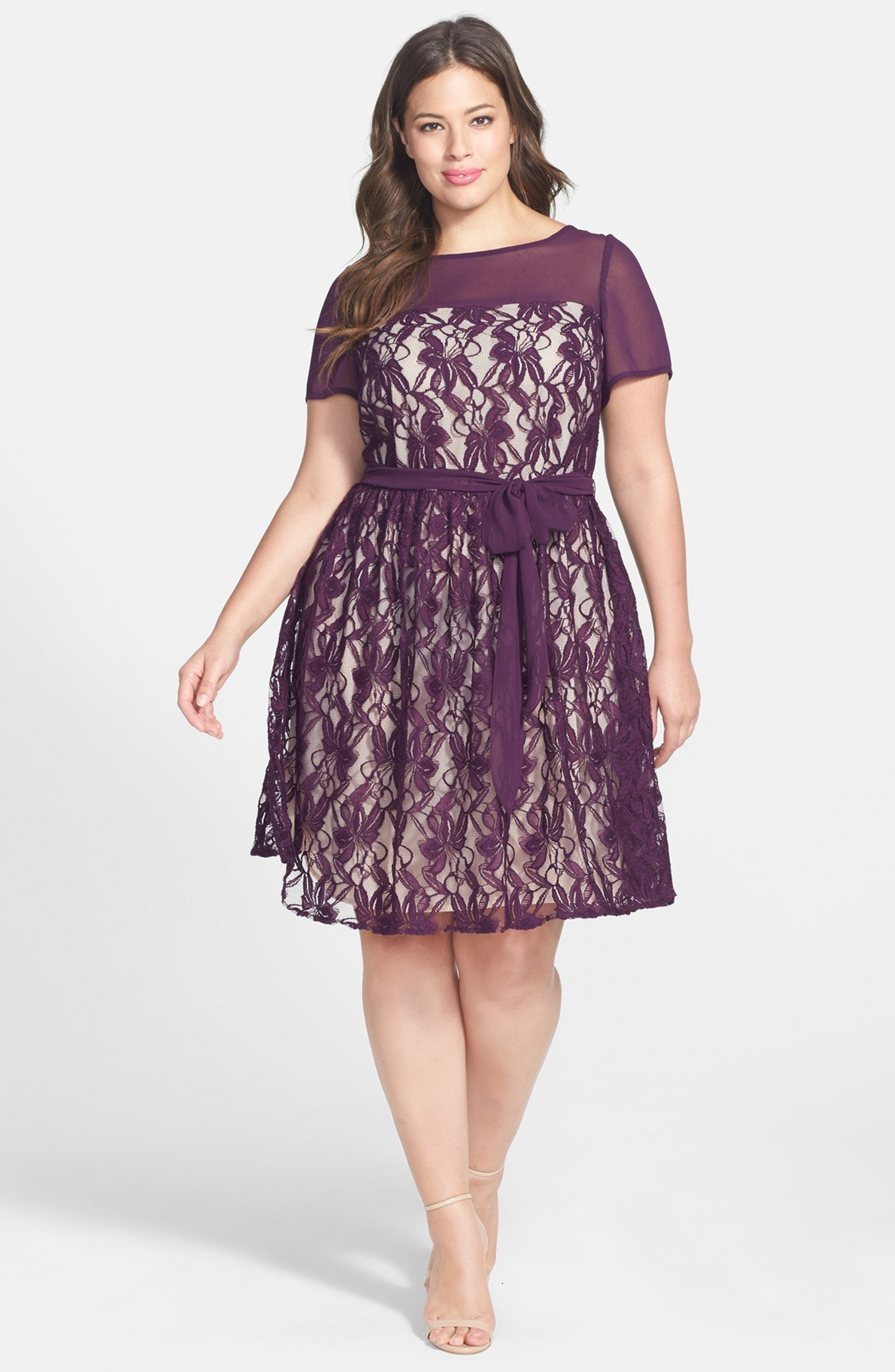 Gabby Skye Illusion Lace Fit & Flare Dress (Plus Size) | Nordstrom