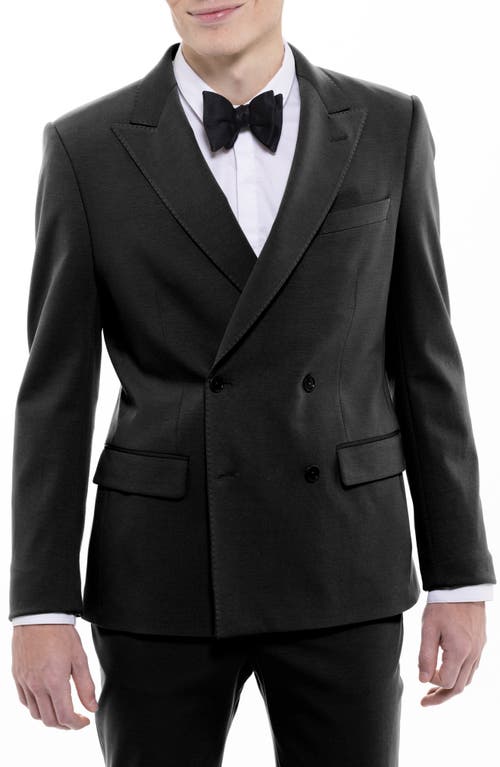 D. RT Thompson Double Breasted Water Repellent Blazer Black at Nordstrom,