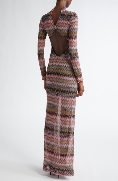 Shop Missoni Chevron Stripe Long Sleeve Knit Dress In Multi Space Drk Base