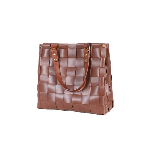 Shop Handed By Char Recycled Plastic Handbag In Autumn Brown