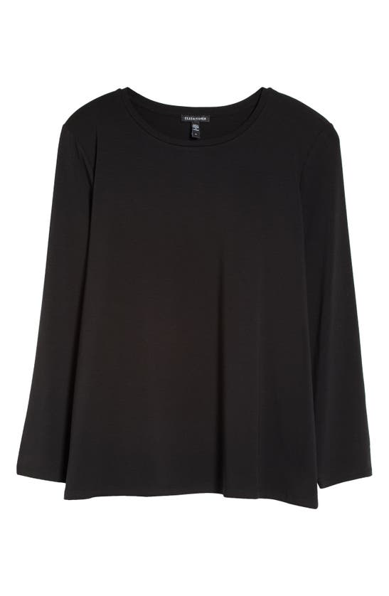 Eileen Fisher Long-sleeve Crewneck Tee In Black