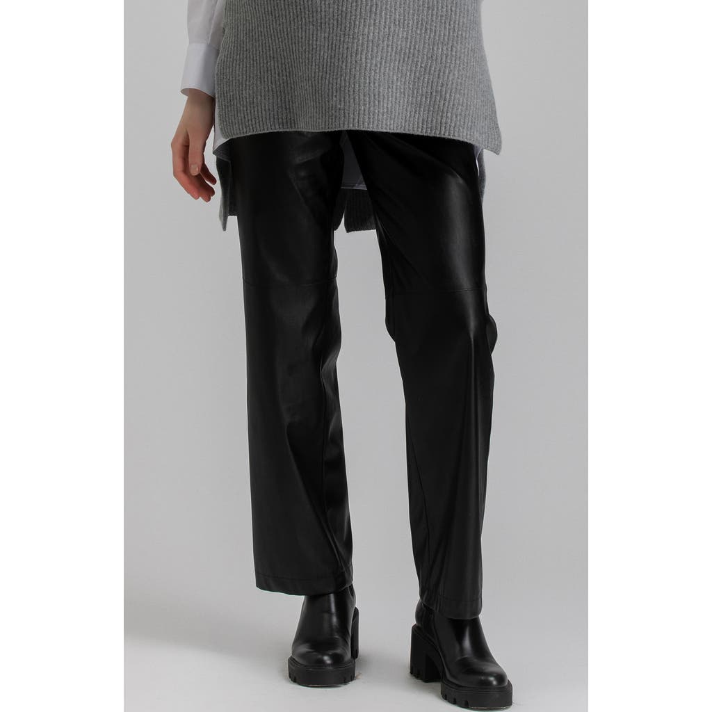 Pietro Brunelli Straight Leg Faux Leather Maternity Pants In Black