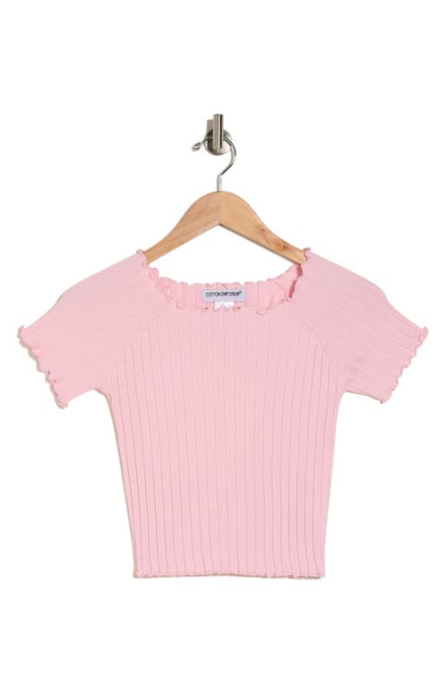 Shop Cotton Emporium Lettuce Edge Rib T-shirt In Dusty Rose